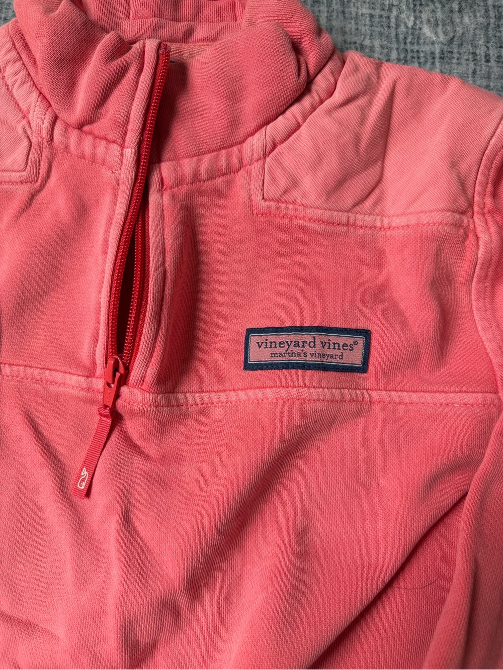 Vineyard Vines Coral Pink Quarter-Zip Pullover - Picture 2 of 5